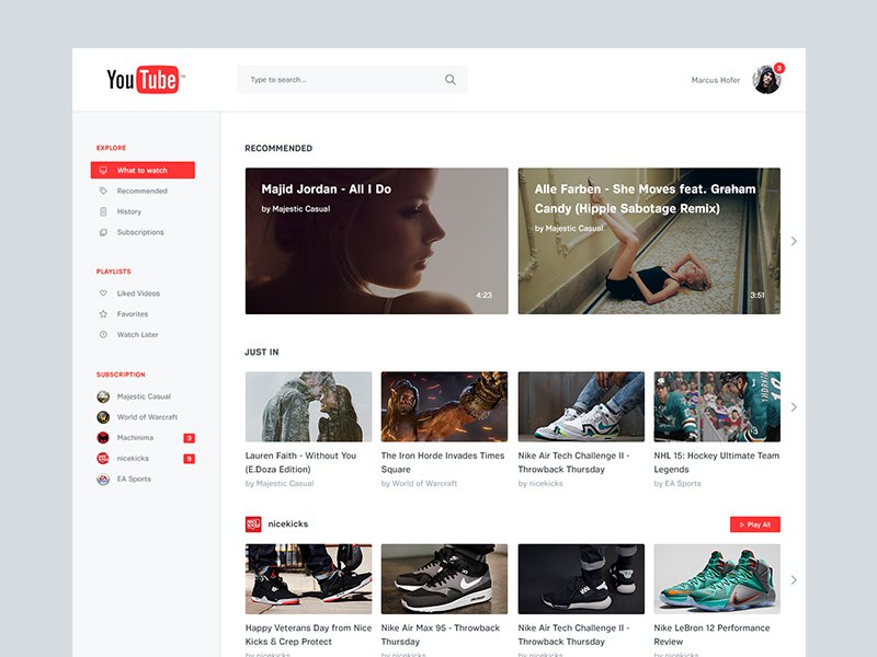 Flat and Minimal Youtube (Incomplete)