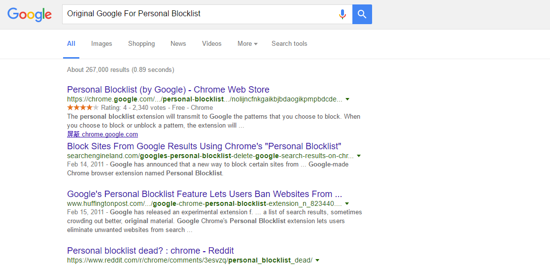Original Google For Personal Blocklist