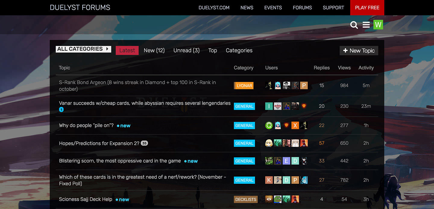 Custom Duelyst Forum Style