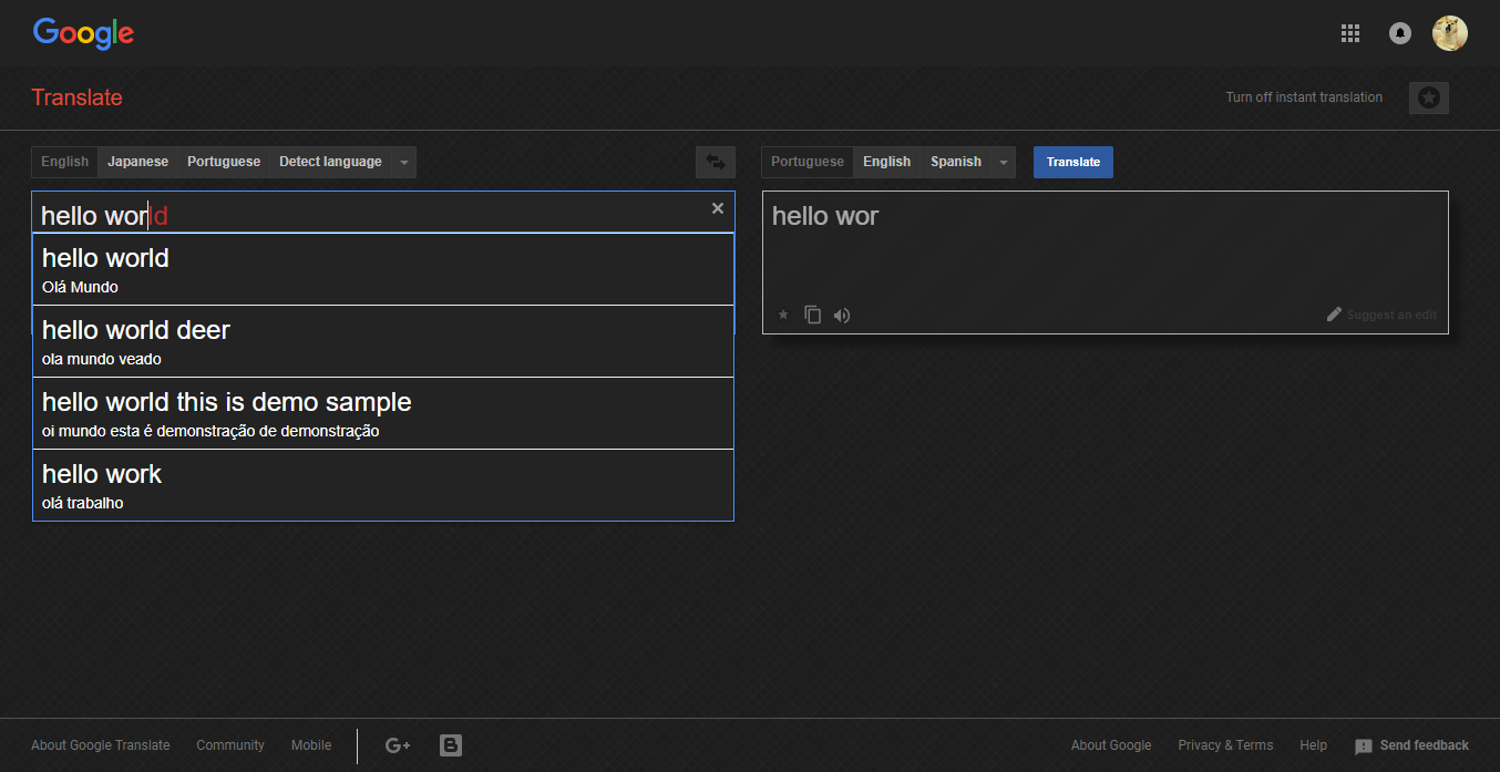 Dark Google Translator
