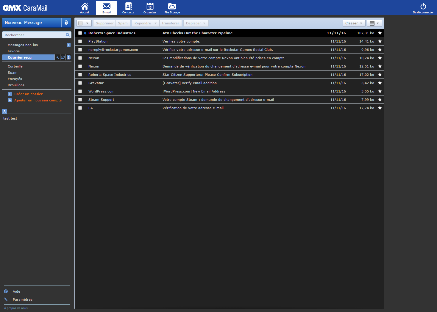 GMX Webmail Dark / night mode
