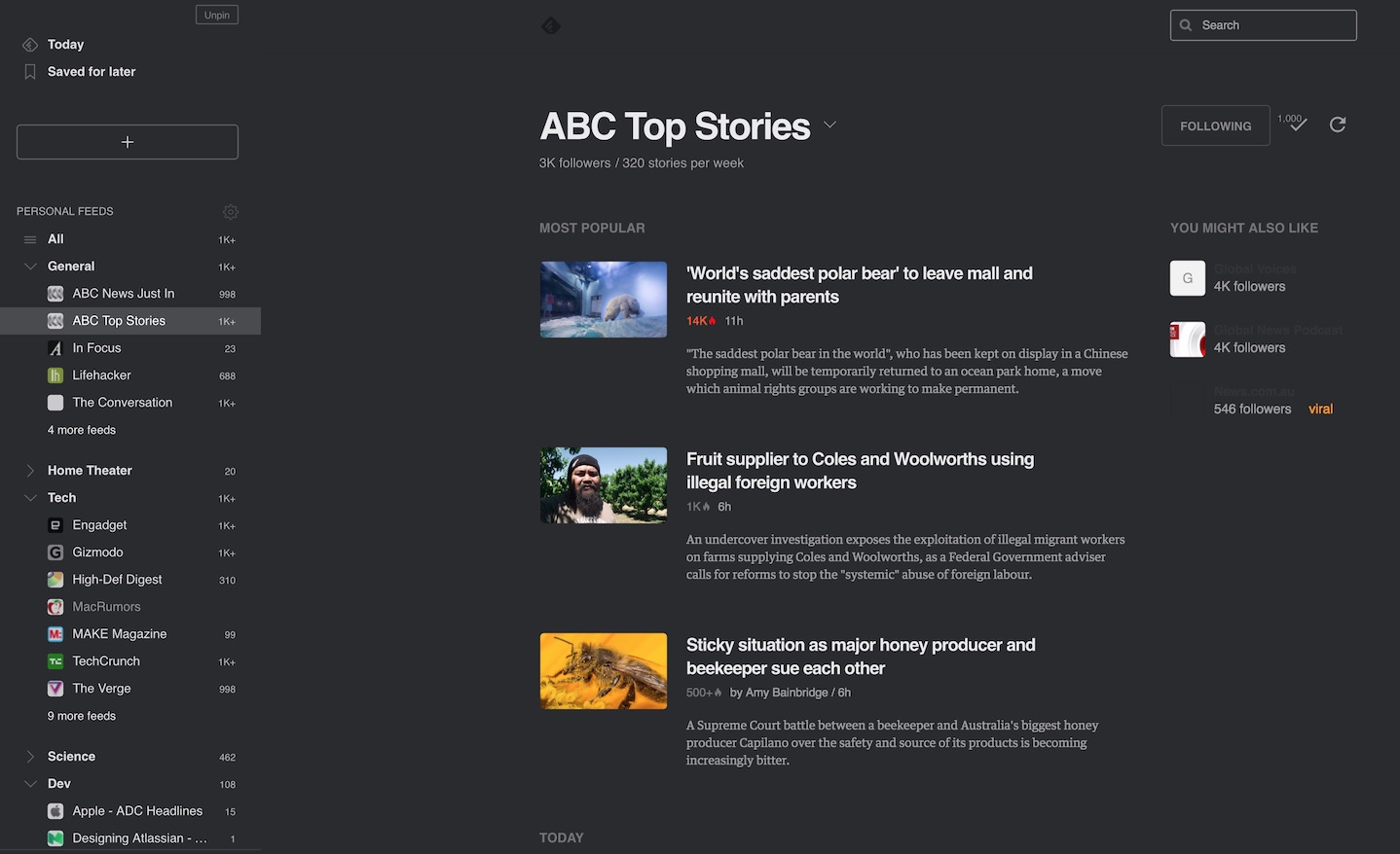Craigus' Feedly Dark Theme