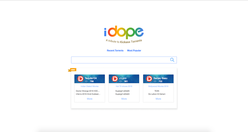 iDope.se Torrent Website (Clean Front Page)