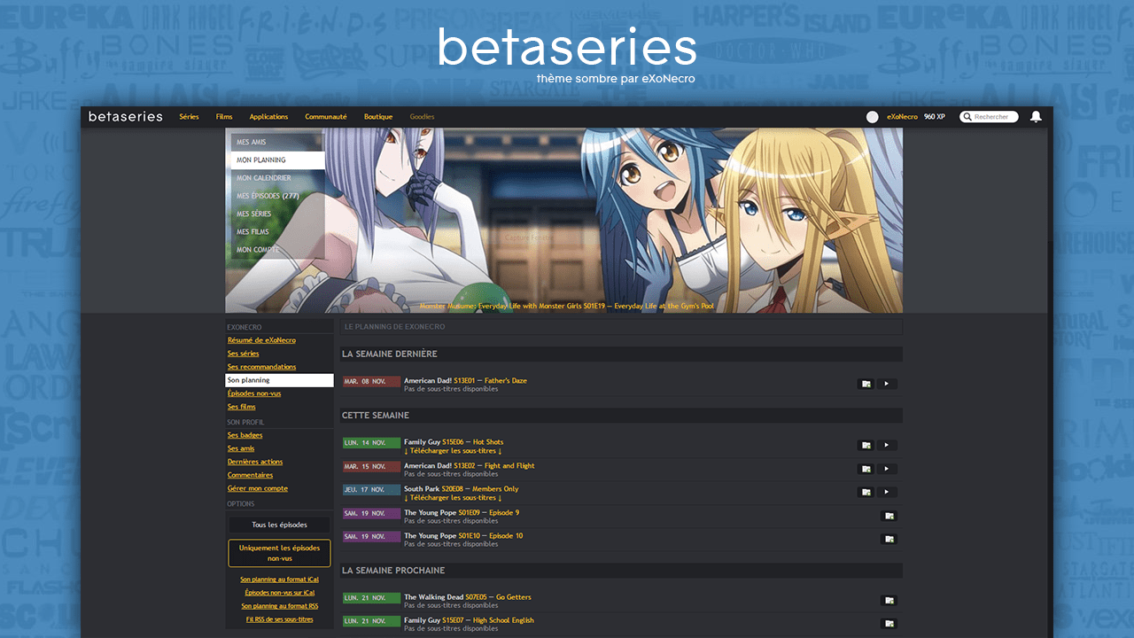 betaseries - thème sombre