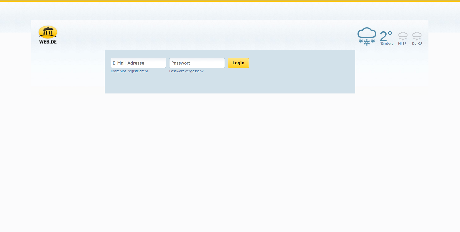 web.de komplett geputzt - Login, Logout, Werbung
