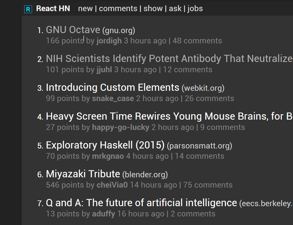 React HN Dark