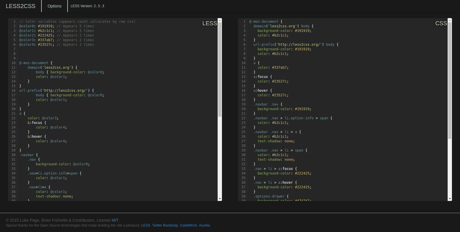 Dark less2css