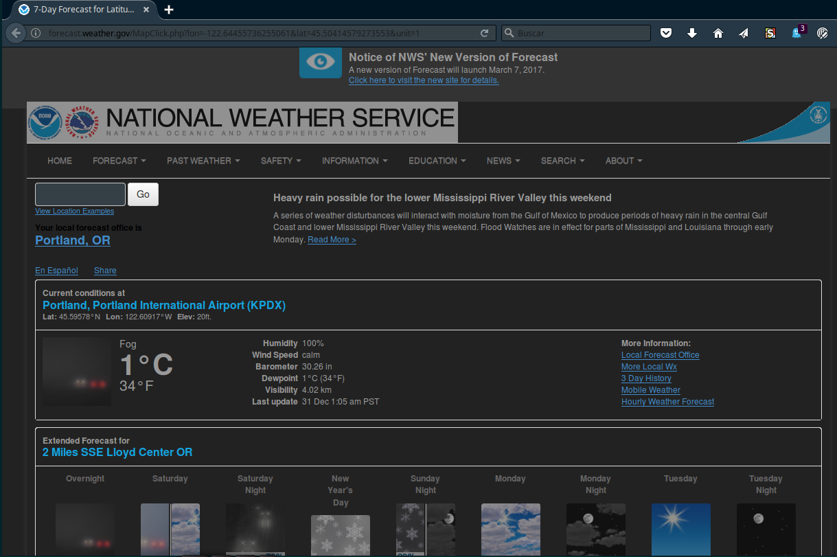 NWS Forecast Page - Dark