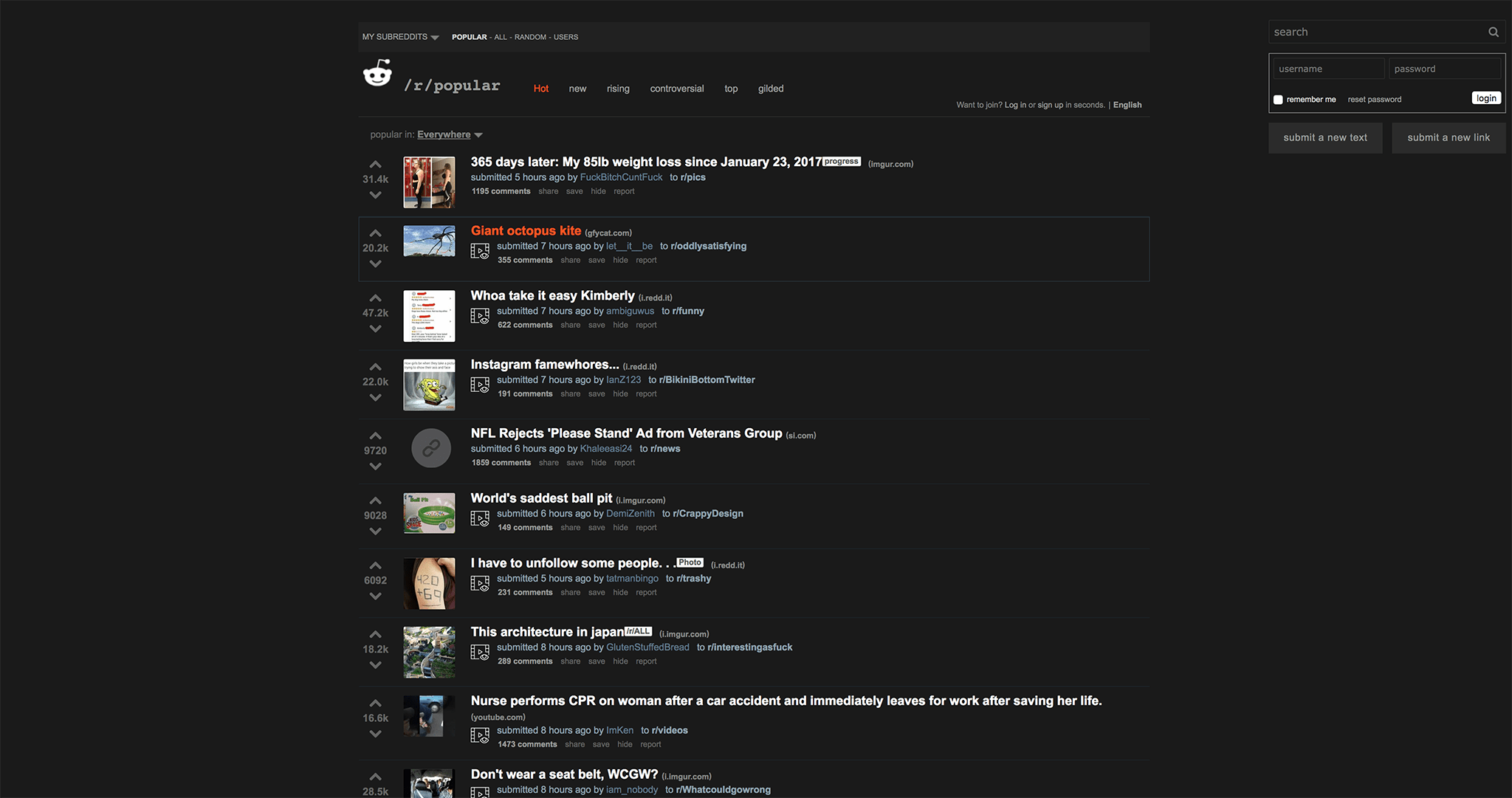 Reddit - Slim Jim (Dark) v1.6 (RES Friendly)