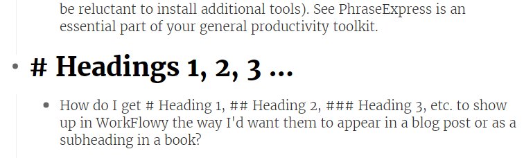 Markdown Heading in WorkFlowy