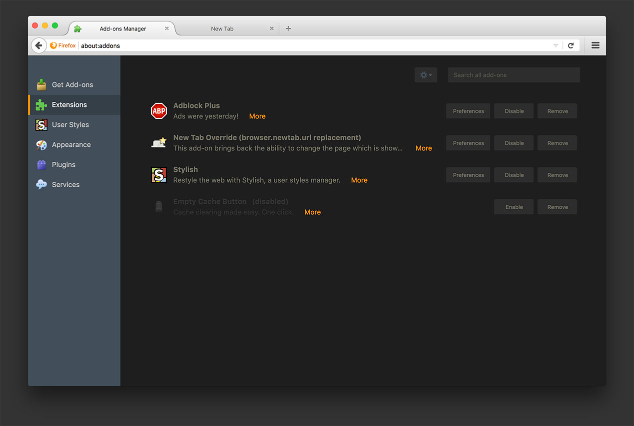 Greyfox about:pages