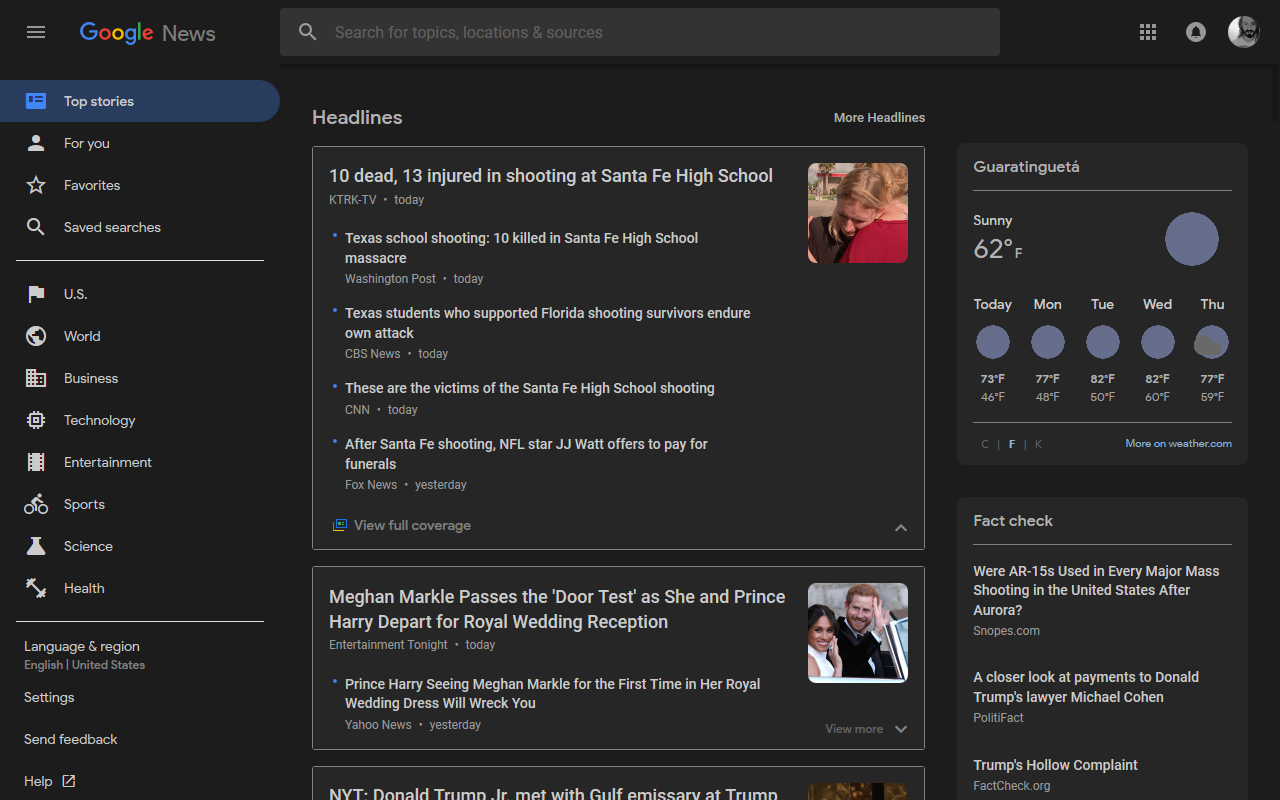 Dark Theme For Google News