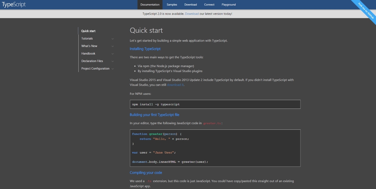 typescriptlang.org dark theme