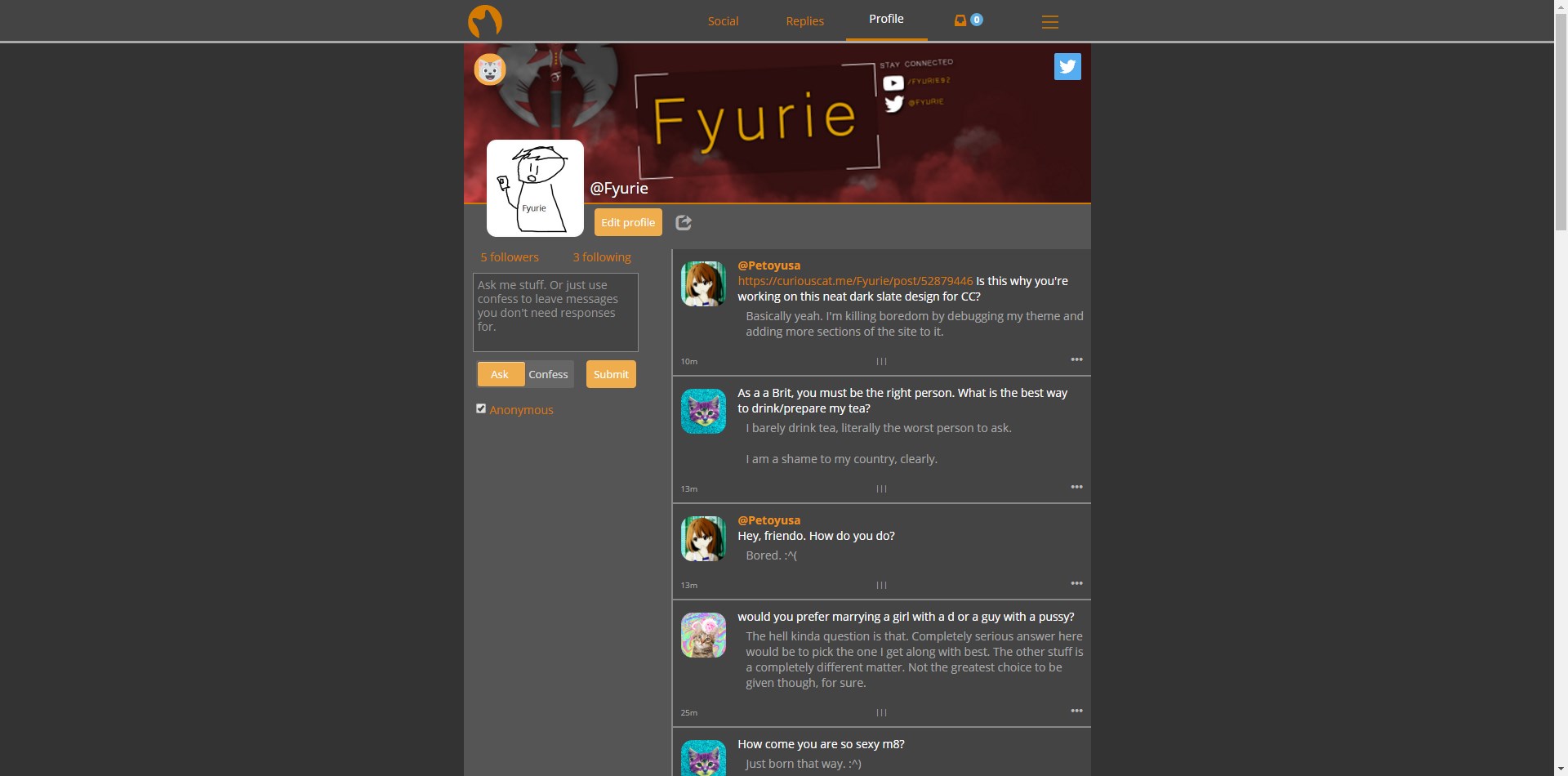 Curiouscat.me - Dark Theme