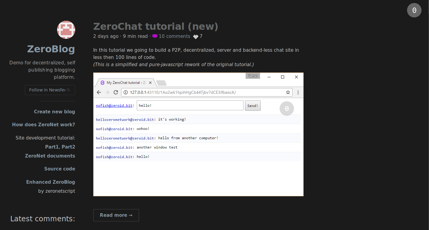 ZeroNet Dark Theme