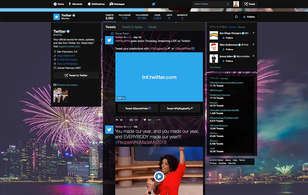 New Years Twitter (Festive Dark Theme)