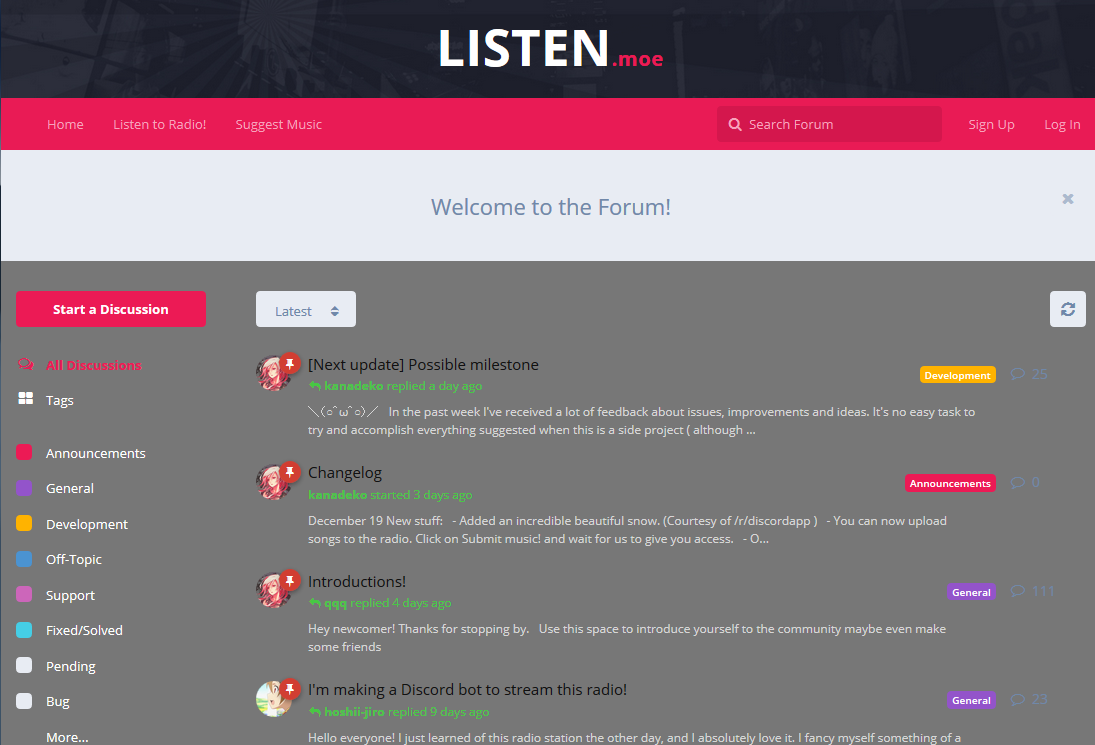 Listen.moe Forums (Dark Variant)