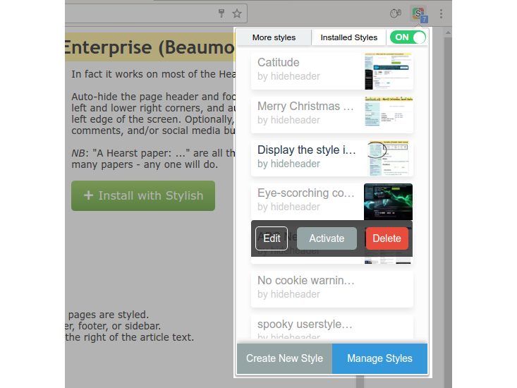 A less crap-tastic popup [Stylish/Chrome]