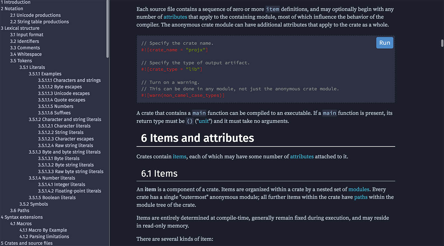 rust-lang reference (gitbook night)