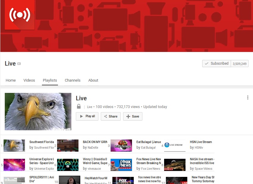 Grid Playlist for Youtube Live