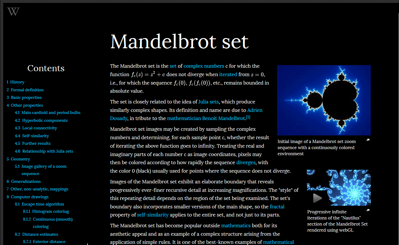 Clean Wikipedia. Minimalist Black / Dark