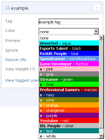 RES Tag Categories