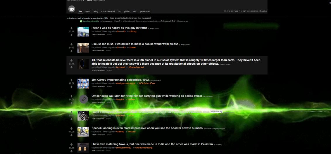 Reddit Dark Theme Animated green laser warfare