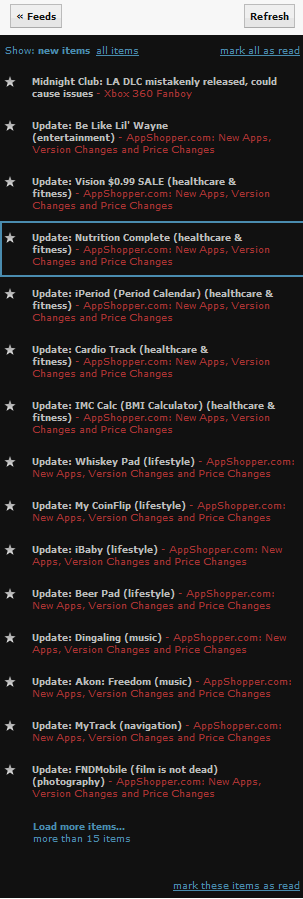 Google Reader Sidebar Dark - Heaven:Cube