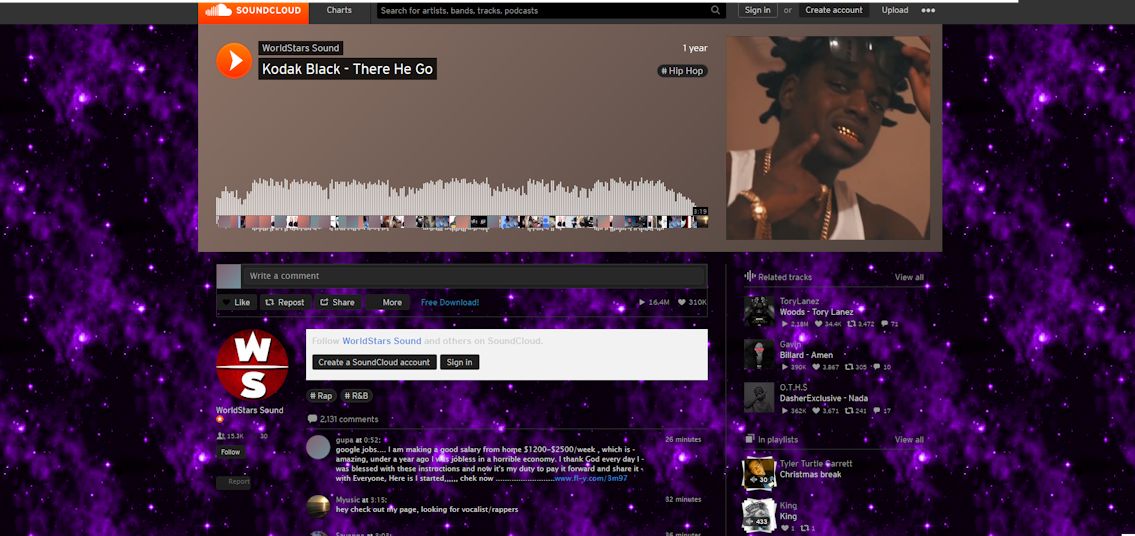 Soundcloud.com - Dark Purple glitter animation