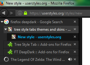 Firefox FT DeepDark theme for Tree Style Tab