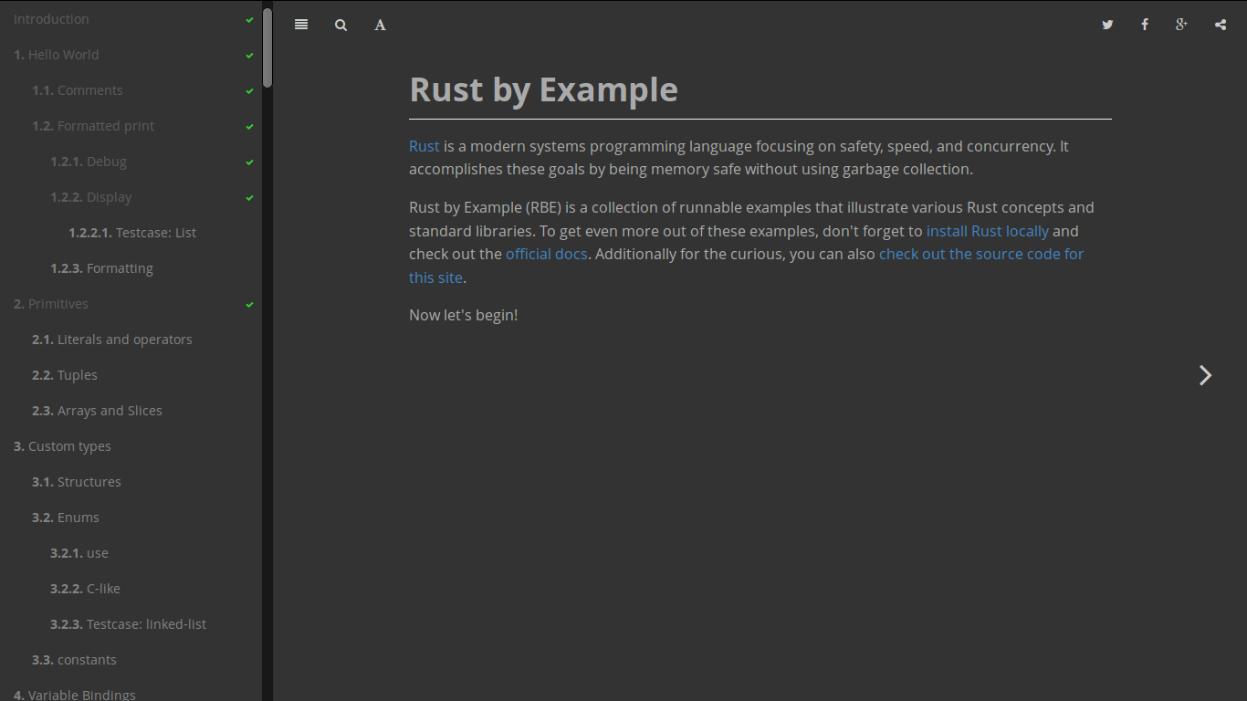 Rust by Example Dark