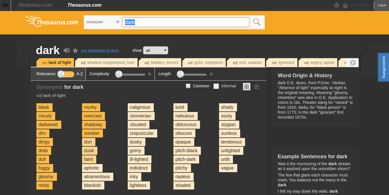 Thesaurus Dark