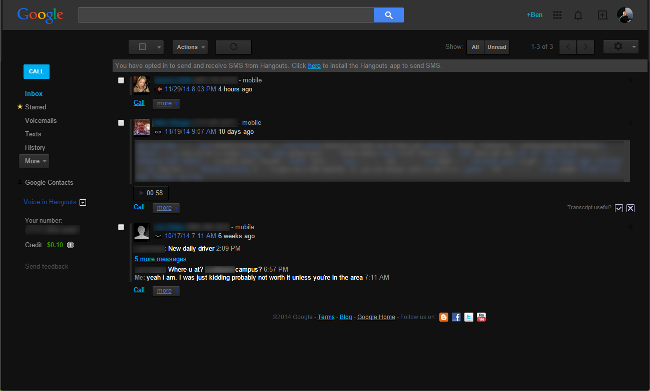 Legacy Google Voice - Dark Style