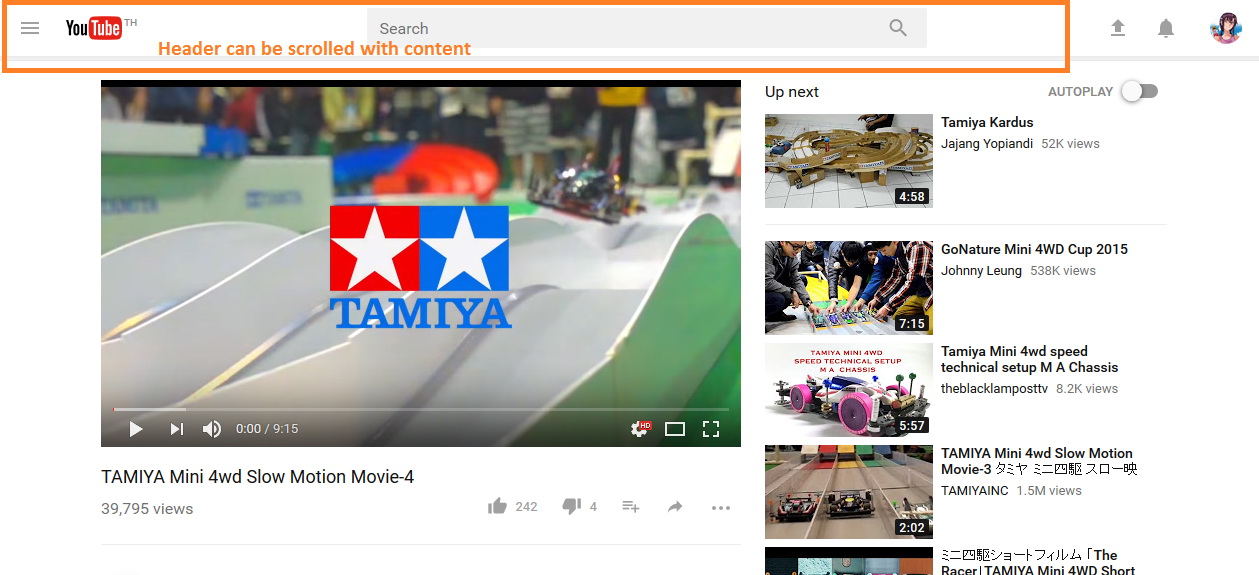Youtube Fixed Header