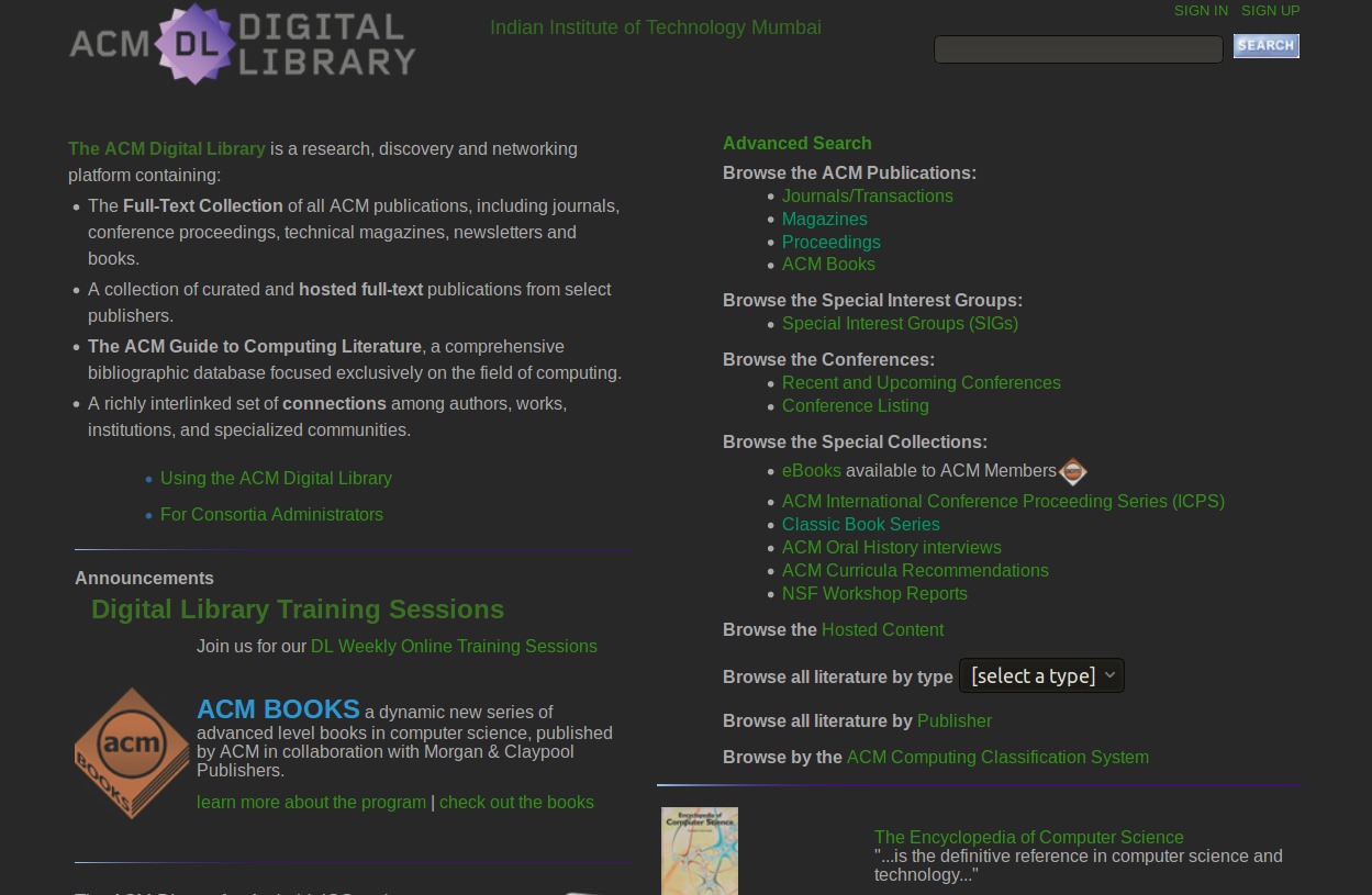 ACM Digital Library Dark