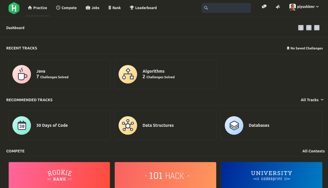 Hackerrank Dark theme