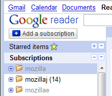 Google Reader - Minimal menu for "Starred Items"