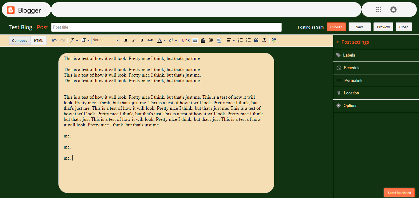 Blogger post editor customization