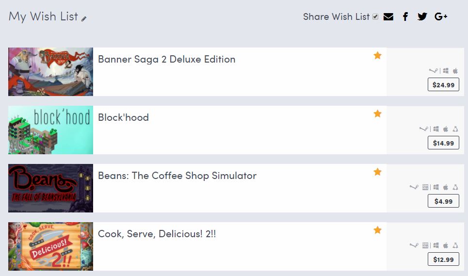 Humble Store - Full Width Wishlist