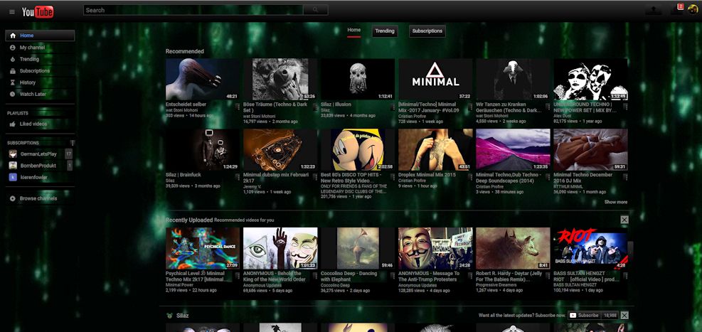 Dark Youtube Matrix animated theme