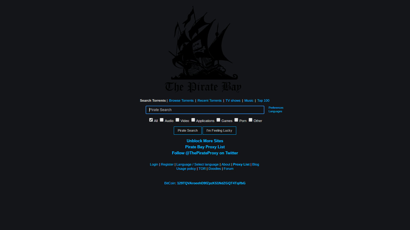 The Pirate Bay - Modern dark/blue
