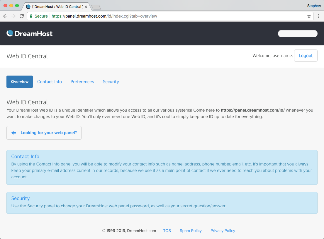 Modernize Dreamhost User Profile