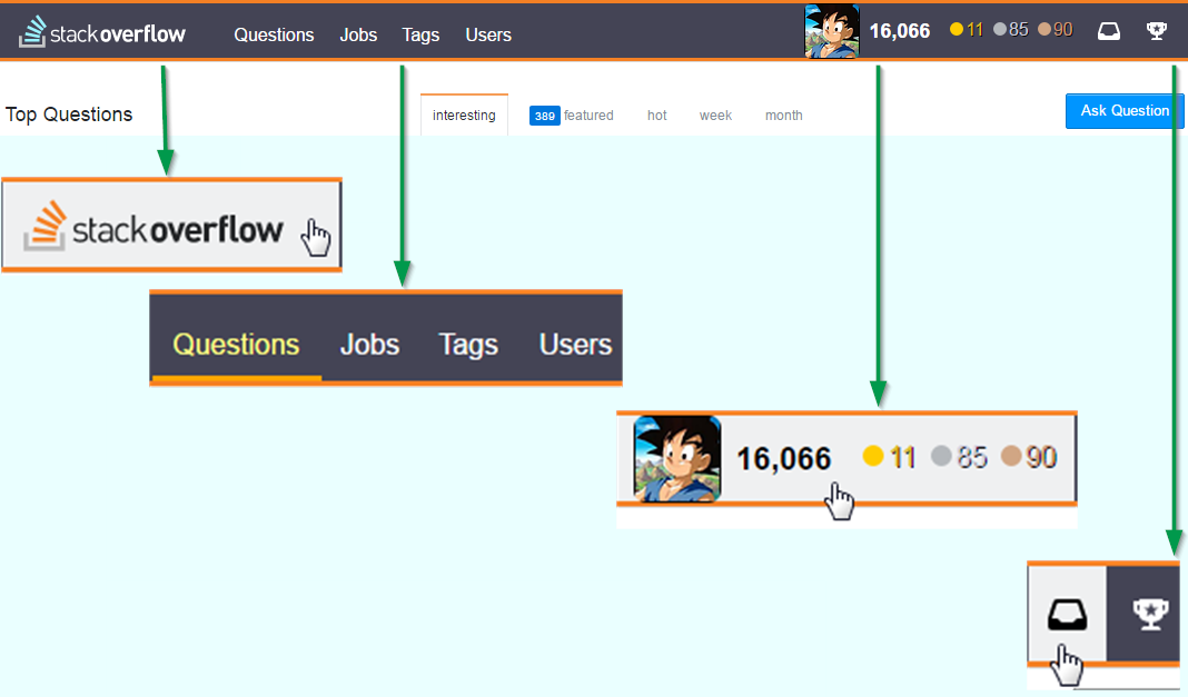 Stackoverflow simplified dark header and footer