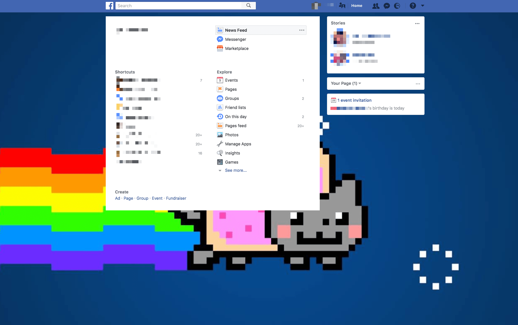 Facebook feed Nyan replacement