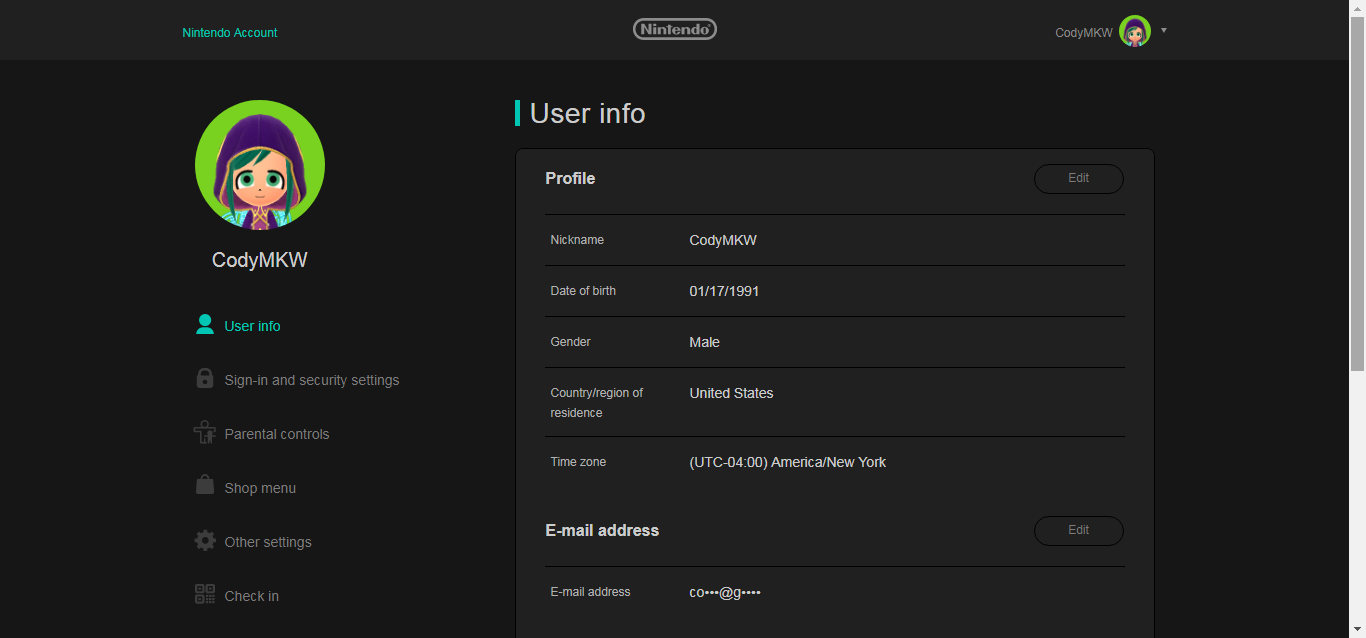 Dark Nintendo Account