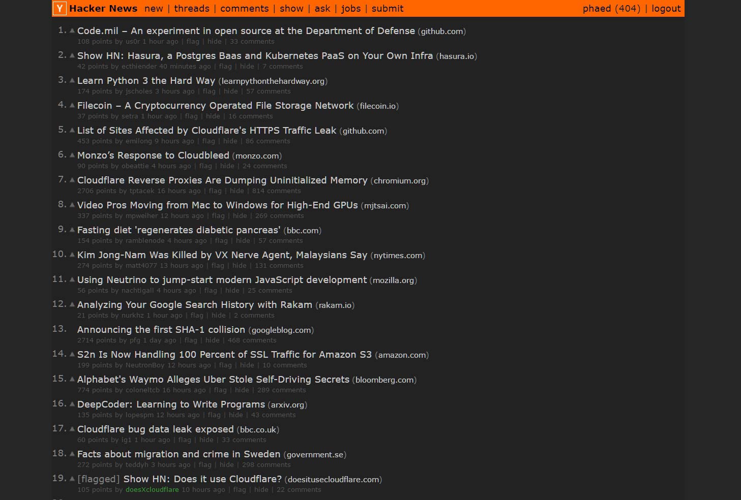 Hacker News Dark (scannable)