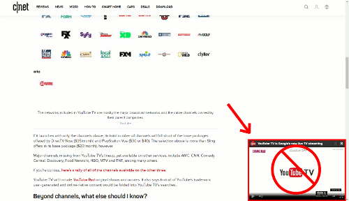 cnet.com, download.com - Disable video pop out