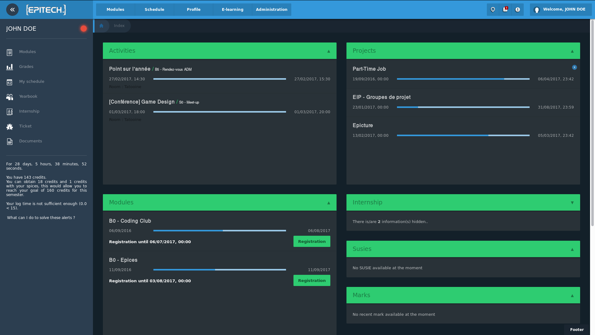 EPITECH - Flat Dark Intranet