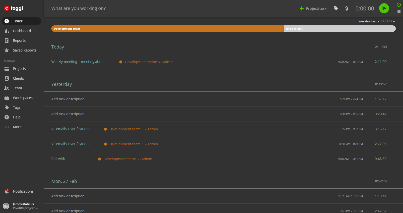 Toggl Dark Theme