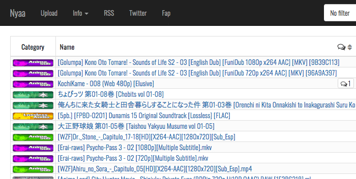Nyaa.si - small icon and condensed font